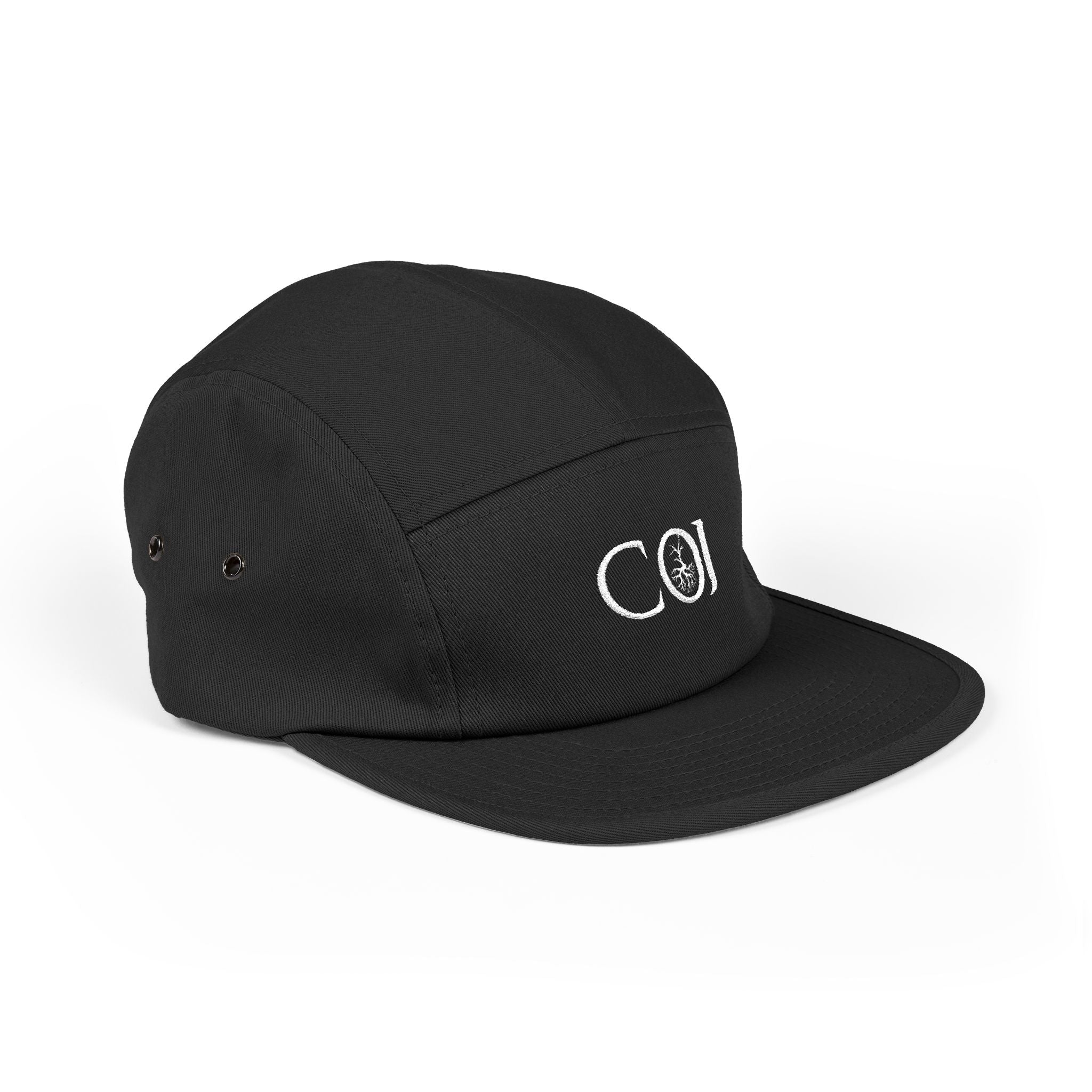 Embroidered COJ 5-Panel Cap — Olive Minimalist Casual Hat